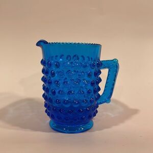 Vintage Fenton Art Glass 3" Colonial Blue Hobnail Mini Pitcher Creamer EUC